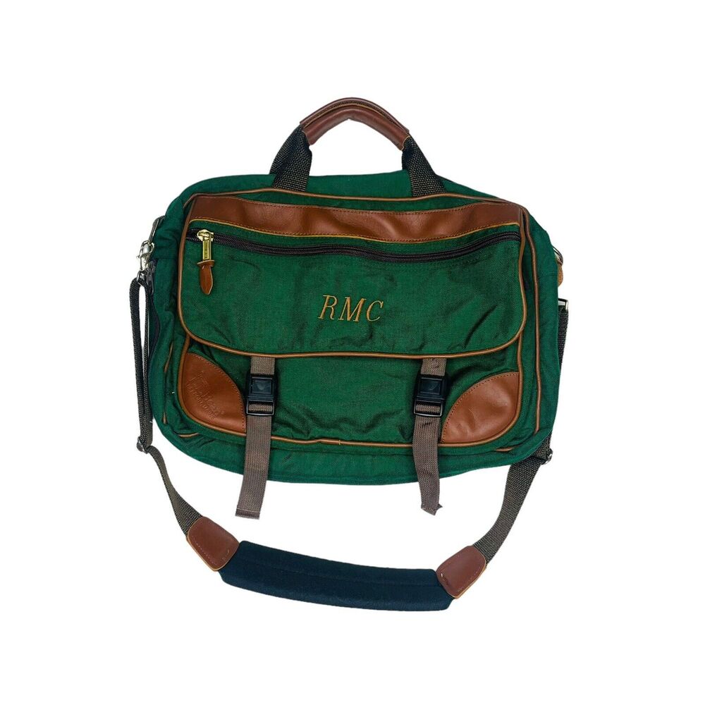 LL Bean Canvas Leather Messenger Briefcase Laptop Bag